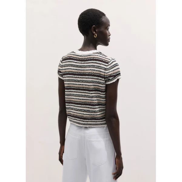 ME+EM ME+EM Stripe Knit Baby Tee in Cream Multi - Knitwear - Intelligent British Fashion at Coveti
