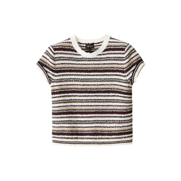ME+EM ME+EM Stripe Knit Baby Tee in Cream Multi - Knitwear - Intelligent British Fashion at Coveti