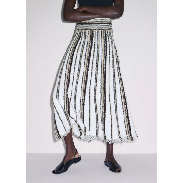 ME+EM ME+EM Stripe Knit Maxi Skirt in Cream Multi - Skirts - Intelligent British Fashion at Coveti