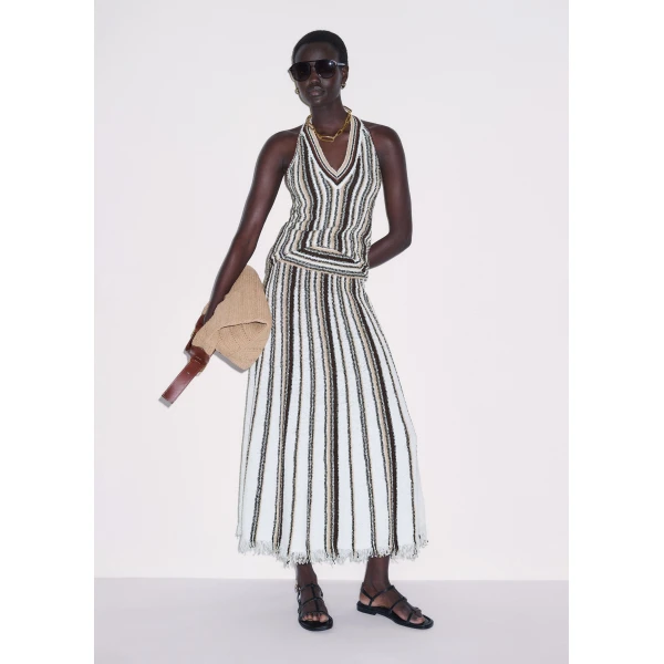 ME+EM ME+EM Stripe Knit Maxi Skirt in Cream Multi - Skirts - Intelligent British Fashion at Coveti