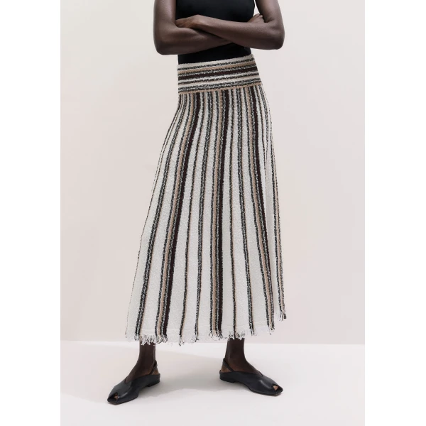 ME+EM ME+EM Stripe Knit Maxi Skirt in Cream Multi - Skirts - Intelligent British Fashion at Coveti