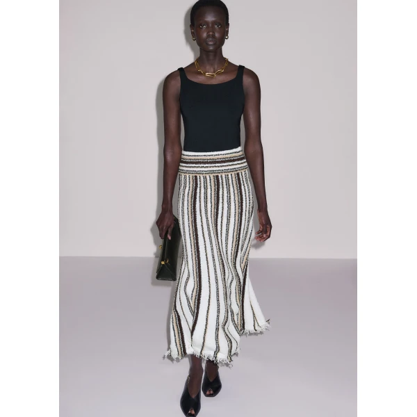 ME+EM ME+EM Stripe Knit Maxi Skirt in Cream Multi - Skirts - Intelligent British Fashion at Coveti