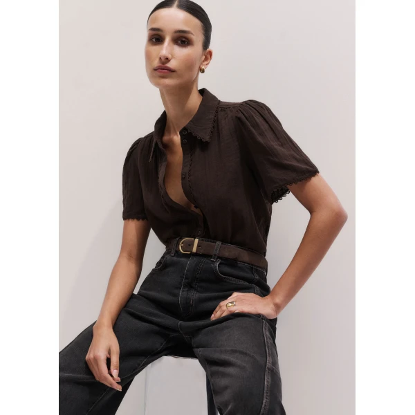 ME+EM ME+EM Summer Blouse in Ganache Brown - Tops - Intelligent British Fashion at Coveti