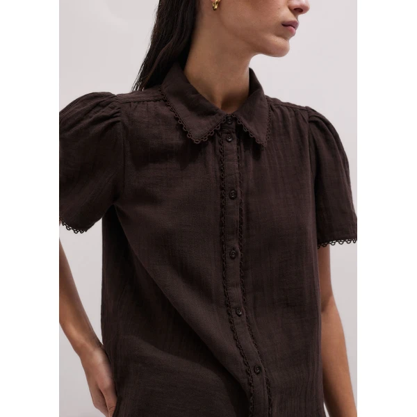 ME+EM ME+EM Summer Blouse in Ganache Brown - Tops - Intelligent British Fashion at Coveti