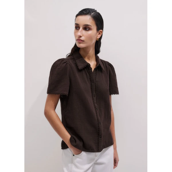 ME+EM ME+EM Summer Blouse in Ganache Brown - Tops - Intelligent British Fashion at Coveti