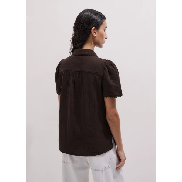 ME+EM ME+EM Summer Blouse in Ganache Brown - Tops - Intelligent British Fashion at Coveti