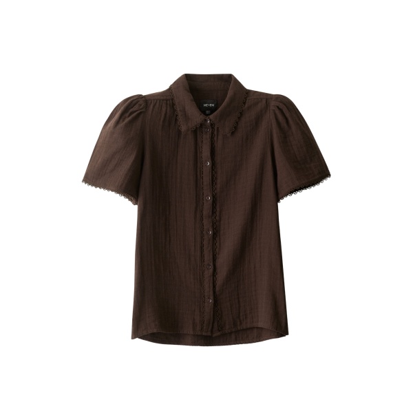 ME+EM ME+EM Summer Blouse in Ganache Brown - Tops - Intelligent British Fashion at Coveti