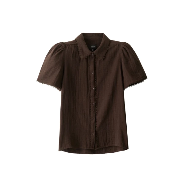 ME+EM ME+EM Summer Blouse in Ganache Brown - Tops - Intelligent British Fashion at Coveti