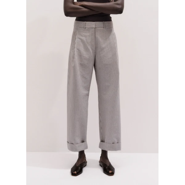 ME+EM ME+EM Summer Clever Trouser in Cocoa Brown/Light Cream - Pants - Intelligent British Fashion at Coveti