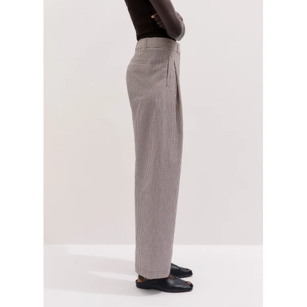 ME+EM ME+EM Summer Clever Trouser in Cocoa Brown/Light Cream - Pants - Intelligent British Fashion at Coveti