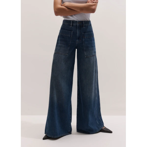 ME+EM ME+EM Super Wide Jean in Authentic Dark Wash - Pants - Intelligent British Fashion at Coveti