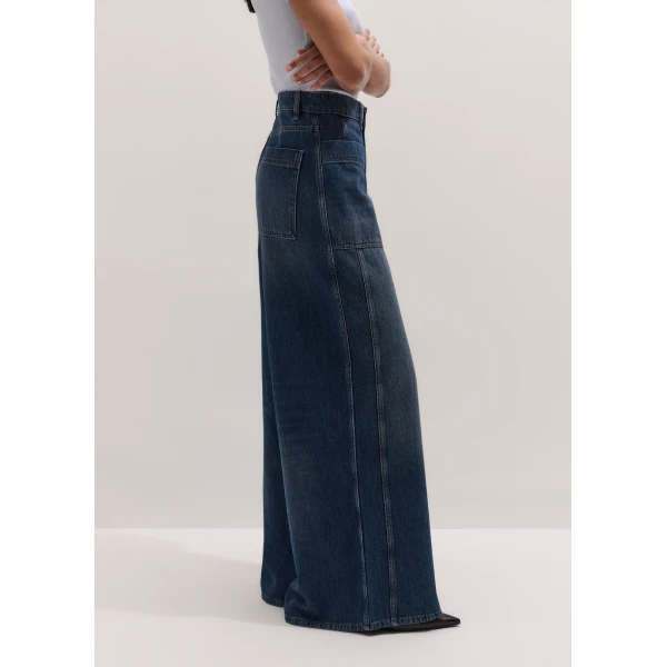 ME+EM ME+EM Super Wide Jean in Authentic Dark Wash - Pants - Intelligent British Fashion at Coveti