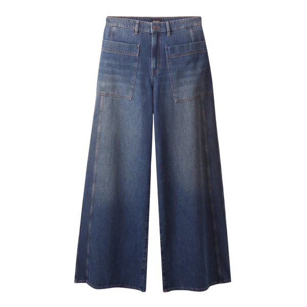 ME+EM ME+EM Super Wide Jean in Authentic Dark Wash - Pants - Intelligent British Fashion at Coveti