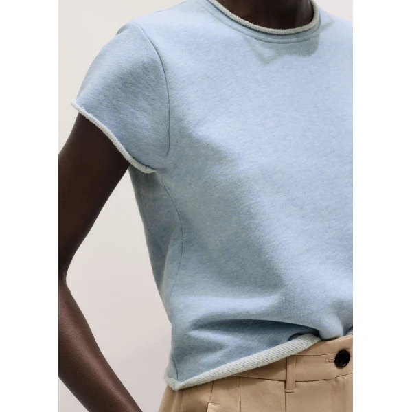 ME+EM ME+EM Sweatshirt Baby Tee in Chambray Blue Marl - Tops - Intelligent British Fashion at Coveti