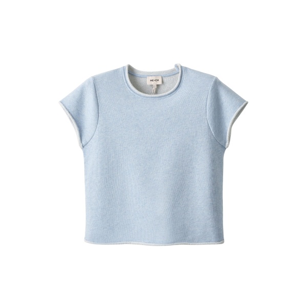 ME+EM ME+EM Sweatshirt Baby Tee in Chambray Blue Marl - Tops - Intelligent British Fashion at Coveti