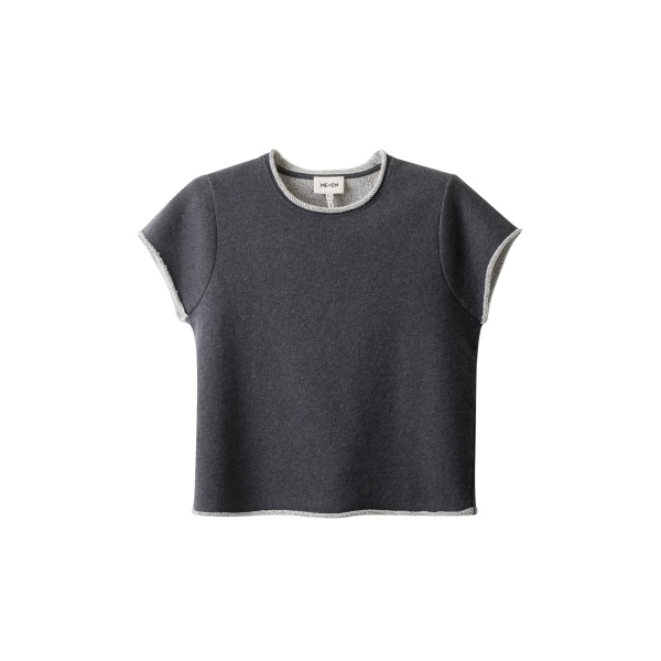 ME+EM ME+EM Sweatshirt Baby Tee in Charcoal Marl - Tops - Intelligent British Fashion at Coveti