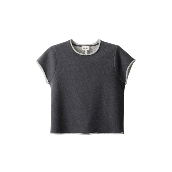ME+EM ME+EM Sweatshirt Baby Tee in Charcoal Marl - Tops - Intelligent British Fashion at Coveti