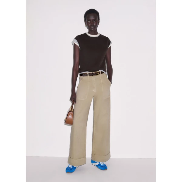 ME+EM ME+EM Sweatshirt Baby Tee in Warm Chocolate Mélange - Tops - Intelligent British Fashion at Coveti