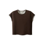 ME+EM ME+EM Sweatshirt Baby Tee in Warm Chocolate Mélange - Tops - Intelligent British Fashion at Coveti