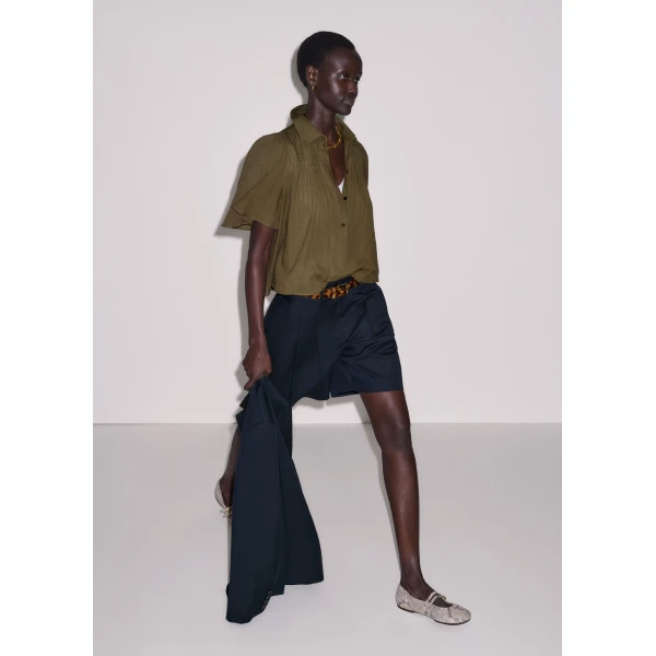 ME+EM ME+EM Swing Blouse in Dusted Khaki - Tops - Intelligent British Fashion at Coveti