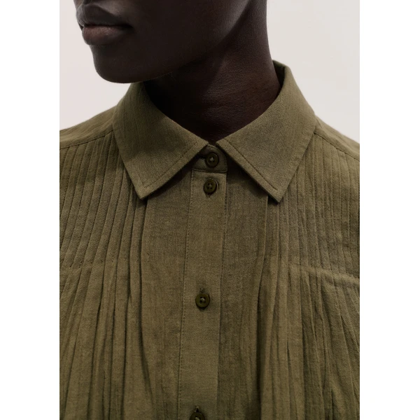 ME+EM ME+EM Swing Blouse in Dusted Khaki - Tops - Intelligent British Fashion at Coveti