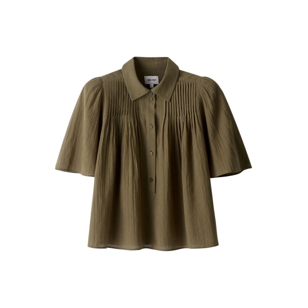 ME+EM ME+EM Swing Blouse in Dusted Khaki - Tops - Intelligent British Fashion at Coveti