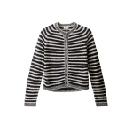 ME+EM ME+EM Textured Stripe Cardigan in Black/Cream - Knitwear - Intelligent British Fashion at Coveti