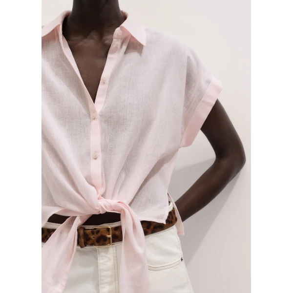 ME+EM ME+EM Tie Front Beach Shirt in Icy Pink - Tops - Intelligent British Fashion at Coveti