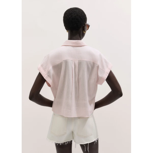 ME+EM ME+EM Tie Front Beach Shirt in Icy Pink - Tops - Intelligent British Fashion at Coveti