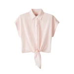 ME+EM ME+EM Tie Front Beach Shirt in Icy Pink - Tops - Intelligent British Fashion at Coveti