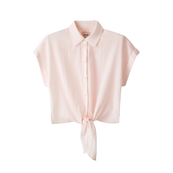 ME+EM Tie Front Beach Shirt in Icy Pink