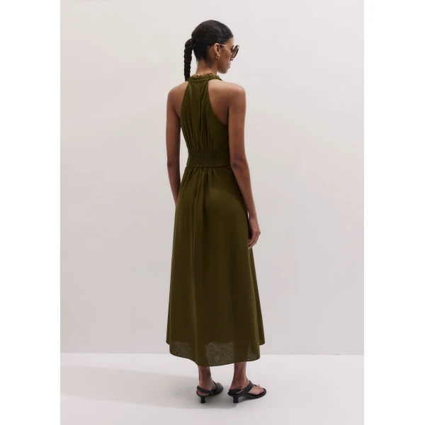 ME+EM ME+EM Twist Front Maxi Dress in Olive Green - Dresses - Intelligent British Fashion at Coveti