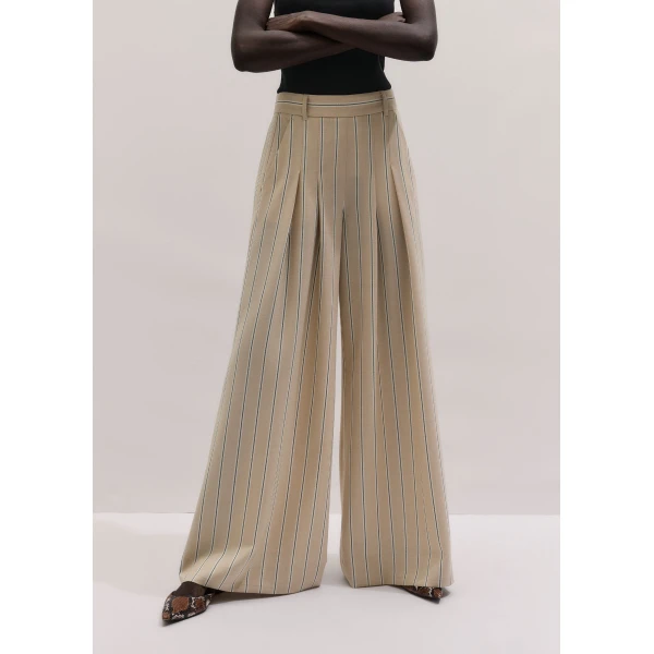 ME+EM ME+EM Ultra-Wide Trouser in Pale Stone - Pants - Intelligent British Fashion at Coveti