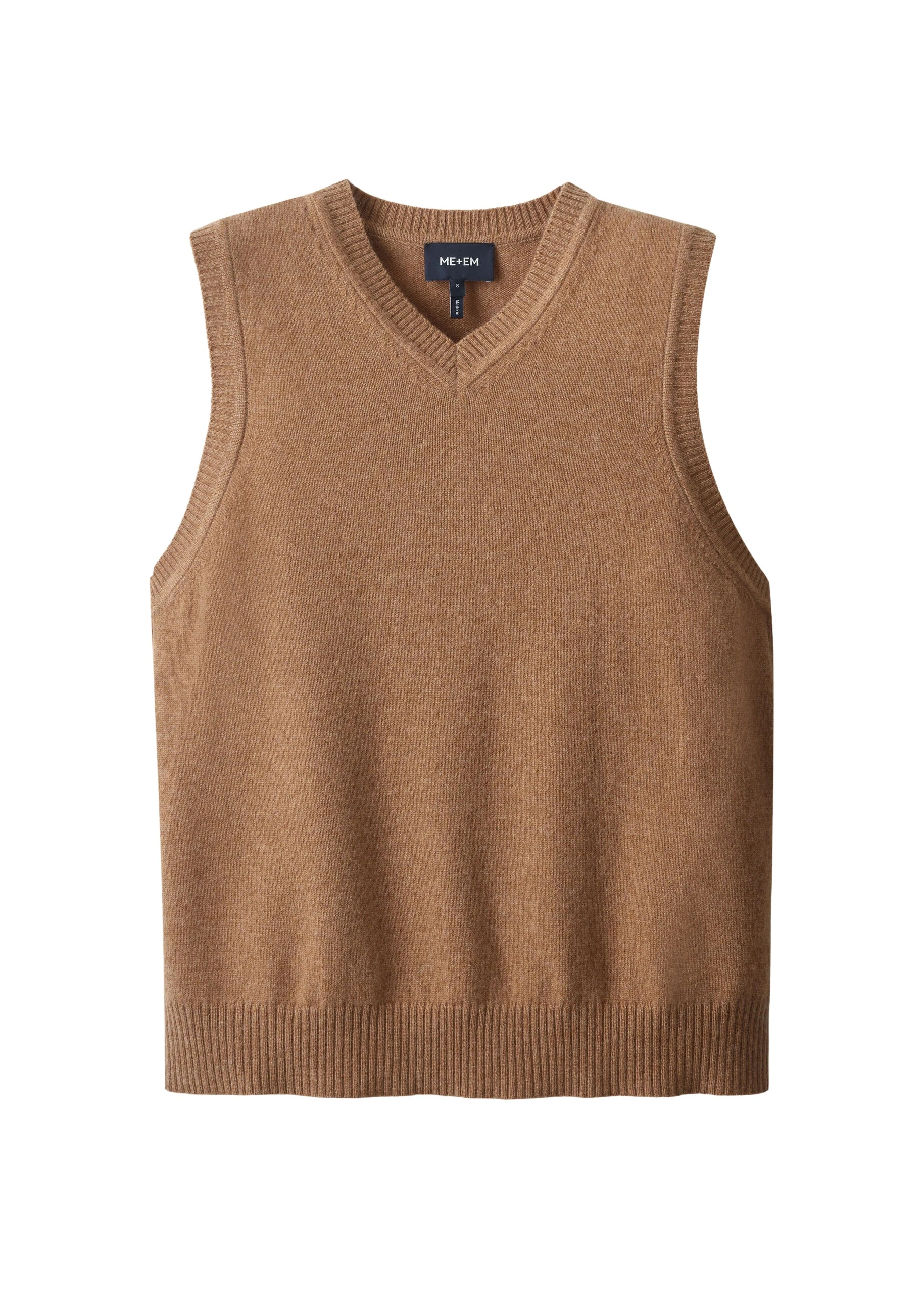 MEEM-MEEM-V-Neck-Relaxed-Knit-Vest-in-Camel-Melange-Coveti-scaled24239_nobg ME+EM ME+EM V-Neck Relaxed Knit Vest in Camel Mélange - Knitwear - Intelligent British Fashion at Coveti