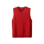 ME+EM ME+EM V-Neck Relaxed Knit Vest in Deep Ruby Red Mélange - Knitwear - Intelligent British Fashion at Coveti