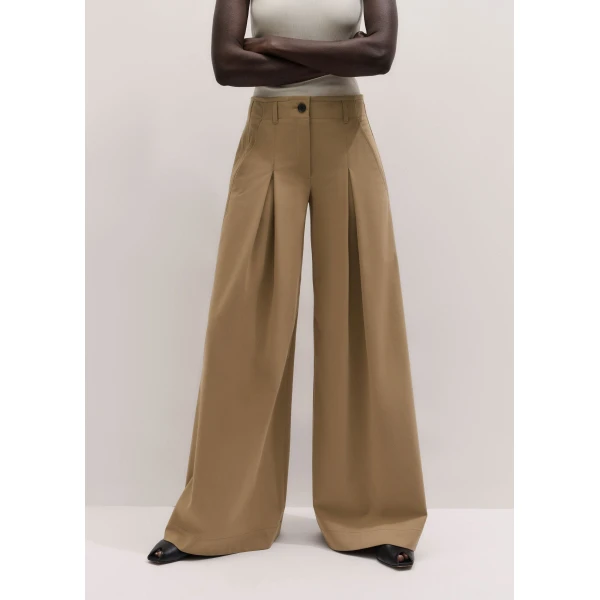 ME+EM ME+EM Very Wide-Leg Trouser in Light Caramel - Pants - Intelligent British Fashion at Coveti