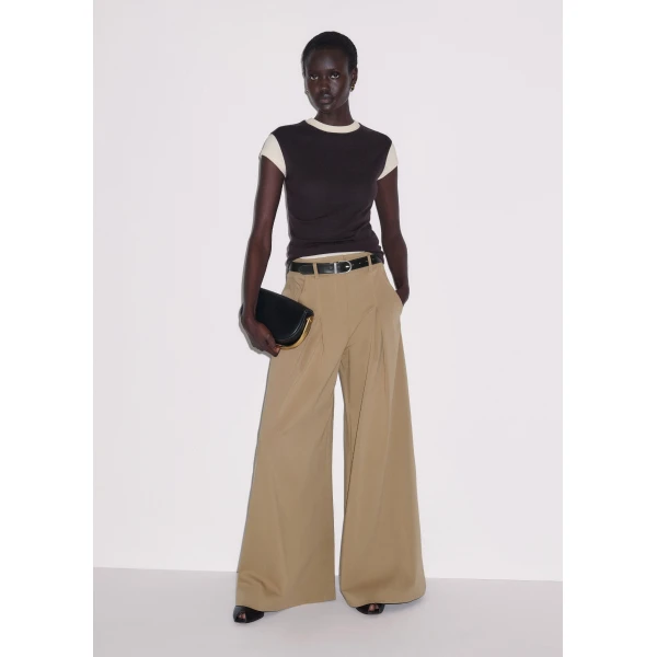 ME+EM ME+EM Very Wide-Leg Trouser in Light Caramel - Pants - Intelligent British Fashion at Coveti