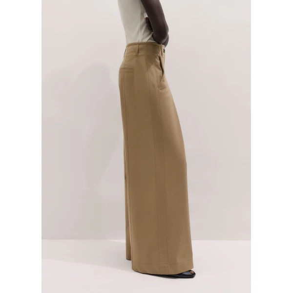 ME+EM ME+EM Very Wide-Leg Trouser in Light Caramel - Pants - Intelligent British Fashion at Coveti