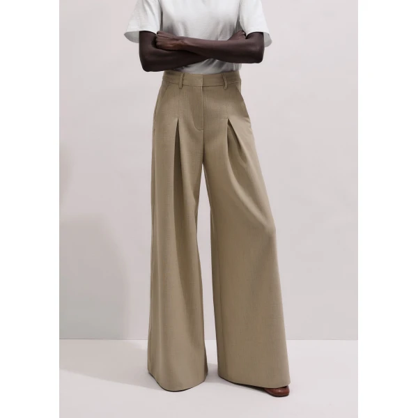ME+EM ME+EM Very Wide-Leg Trouser in Sand - Pants - Intelligent British Fashion at Coveti