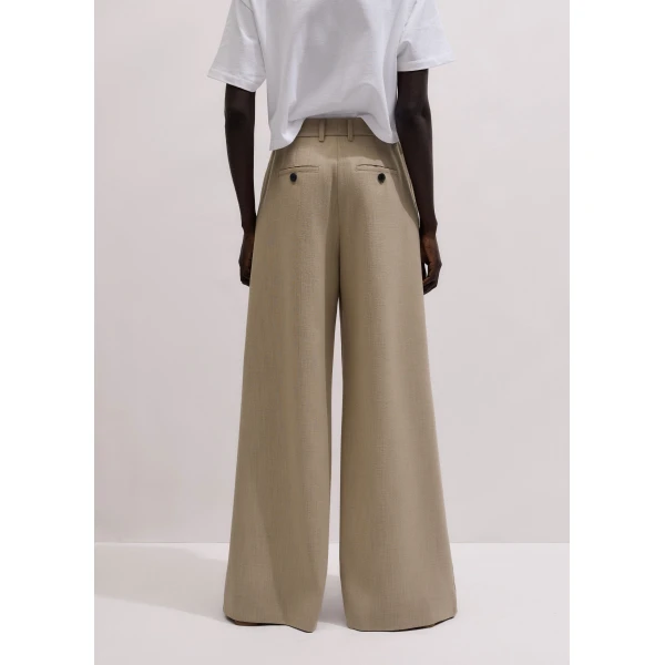 ME+EM ME+EM Very Wide-Leg Trouser in Sand - Pants - Intelligent British Fashion at Coveti