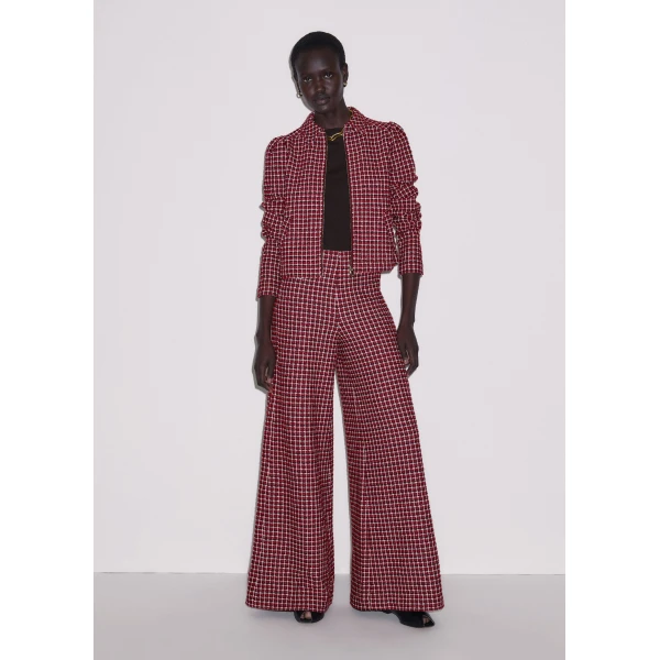ME+EM ME+EM Wide Palazzo Pant in Pomegranate Red Multi - Pants - Intelligent British Fashion at Coveti
