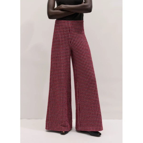 ME+EM ME+EM Wide Palazzo Pant in Pomegranate Red Multi - Pants - Intelligent British Fashion at Coveti