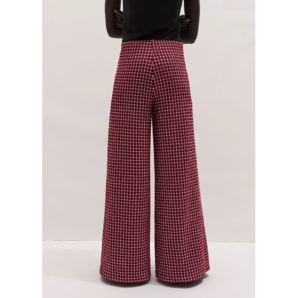 ME+EM ME+EM Wide Palazzo Pant in Pomegranate Red Multi - Pants - Intelligent British Fashion at Coveti