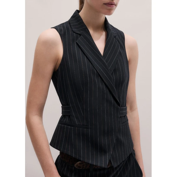 ME+EM ME+EM Wrap Waistcoat in Black - Jackets - Intelligent British Fashion at Coveti