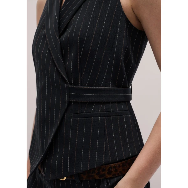 ME+EM ME+EM Wrap Waistcoat in Black - Jackets - Intelligent British Fashion at Coveti