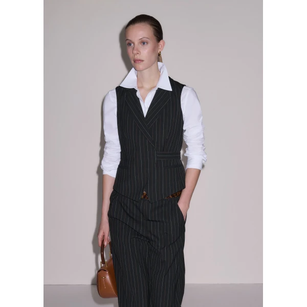 ME+EM ME+EM Wrap Waistcoat in Black - Jackets - Intelligent British Fashion at Coveti