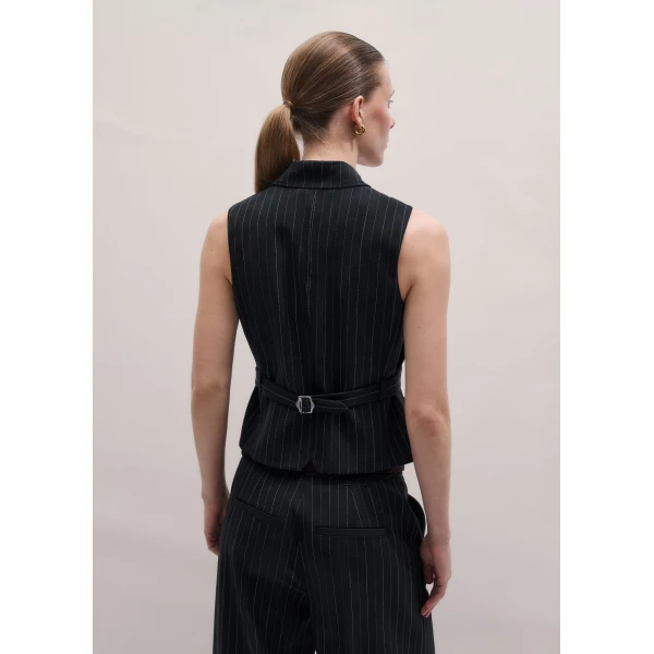 ME+EM ME+EM Wrap Waistcoat in Black - Jackets - Intelligent British Fashion at Coveti