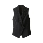 ME+EM ME+EM Wrap Waistcoat in Black - Jackets - Intelligent British Fashion at Coveti