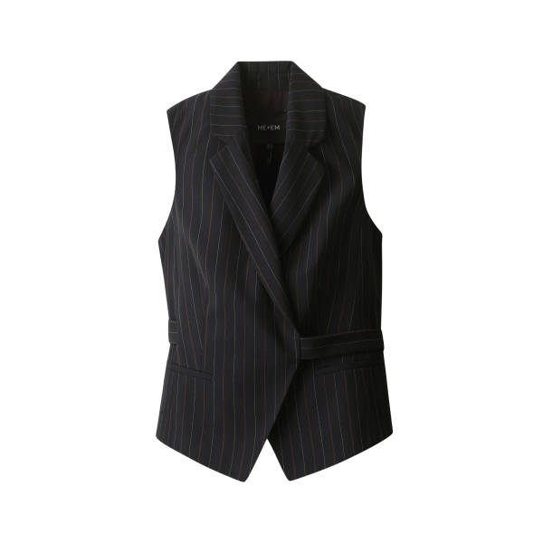ME+EM ME+EM Wrap Waistcoat in Black - Jackets - Intelligent British Fashion at Coveti