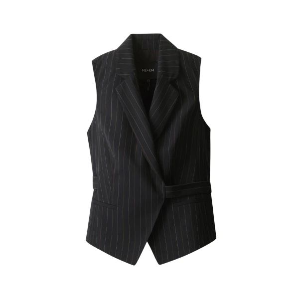 ME+EM ME+EM Wrap Waistcoat in Black - Jackets - Intelligent British Fashion at Coveti